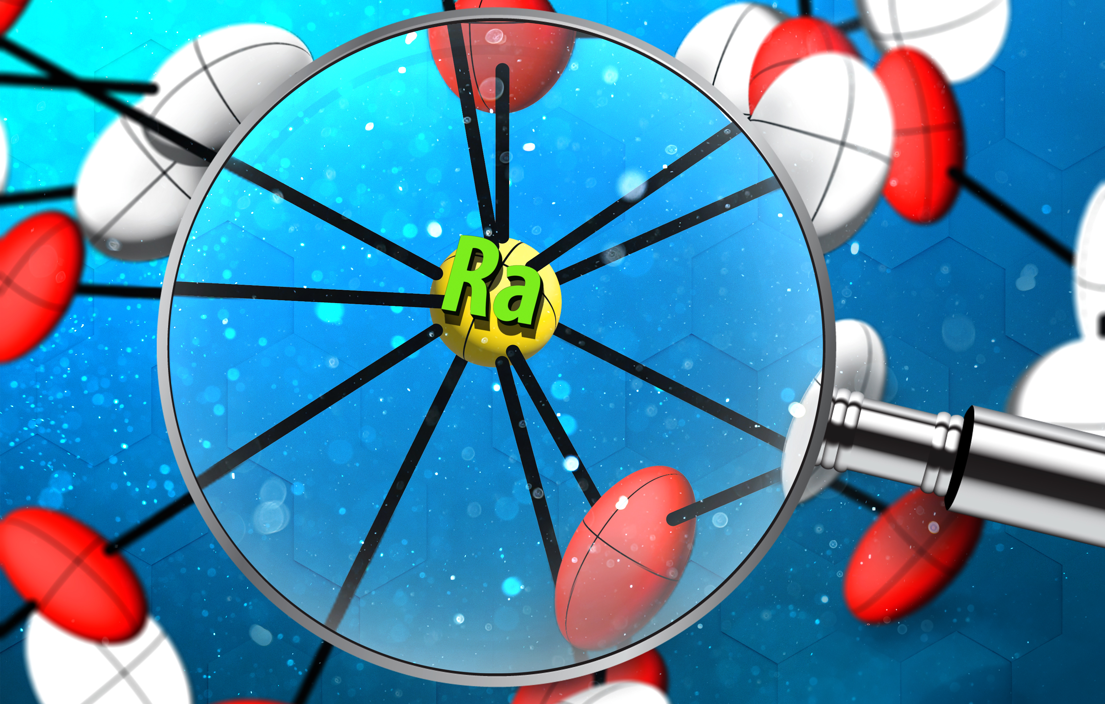 Illustration of the structure of the radium compound characterized in this research. Single crystal X-ray diffraction provided detailed information on the bonding of radium in an organic molecule for the first time. 
