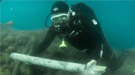 A diver in the ocean.