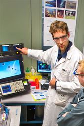 Study first author Chris Rinke shows off the DOE JGI&rsquo;s single-cell genomics capabilities during the annual Genomics of Energy & Environment Meeting.