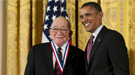 Sidney Drell and President Obama.