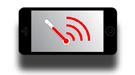 Horizontal iPhone with a graphic of a thermometer that radiates three bars