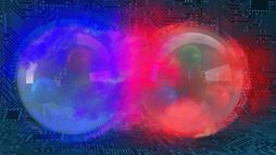 Illustration of a proton and neutron bound together in a form of hydrogen.