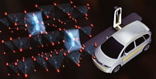 A mysterious process called oxygen oxidation strips electrons from oxygen atoms in lithium-rich battery cathodes and degrades their performance, shown at left. Better understanding this property and controlling its effects could lead to better performing electric vehicles. (Gregory Stewart/SLAC National Accelerator Laboratory)