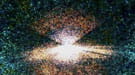 BOSS is extending the existing Sloan Digital Sky Survey map of the universe based on galaxies, center, into the realm of intergalactic gas in the distant universe, using the light from bright quasars (blue dots)