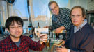 Brookhaven Lab chemists Kotaro Sasaki, Miomir Branko Vukmirovic, and Radoslav Adzic work on developing catalysts for fuel cells at the National Synchrotron Light Source.