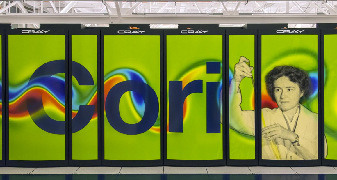 Cori on left and woman on right with black bars in front and multicolor flow in back