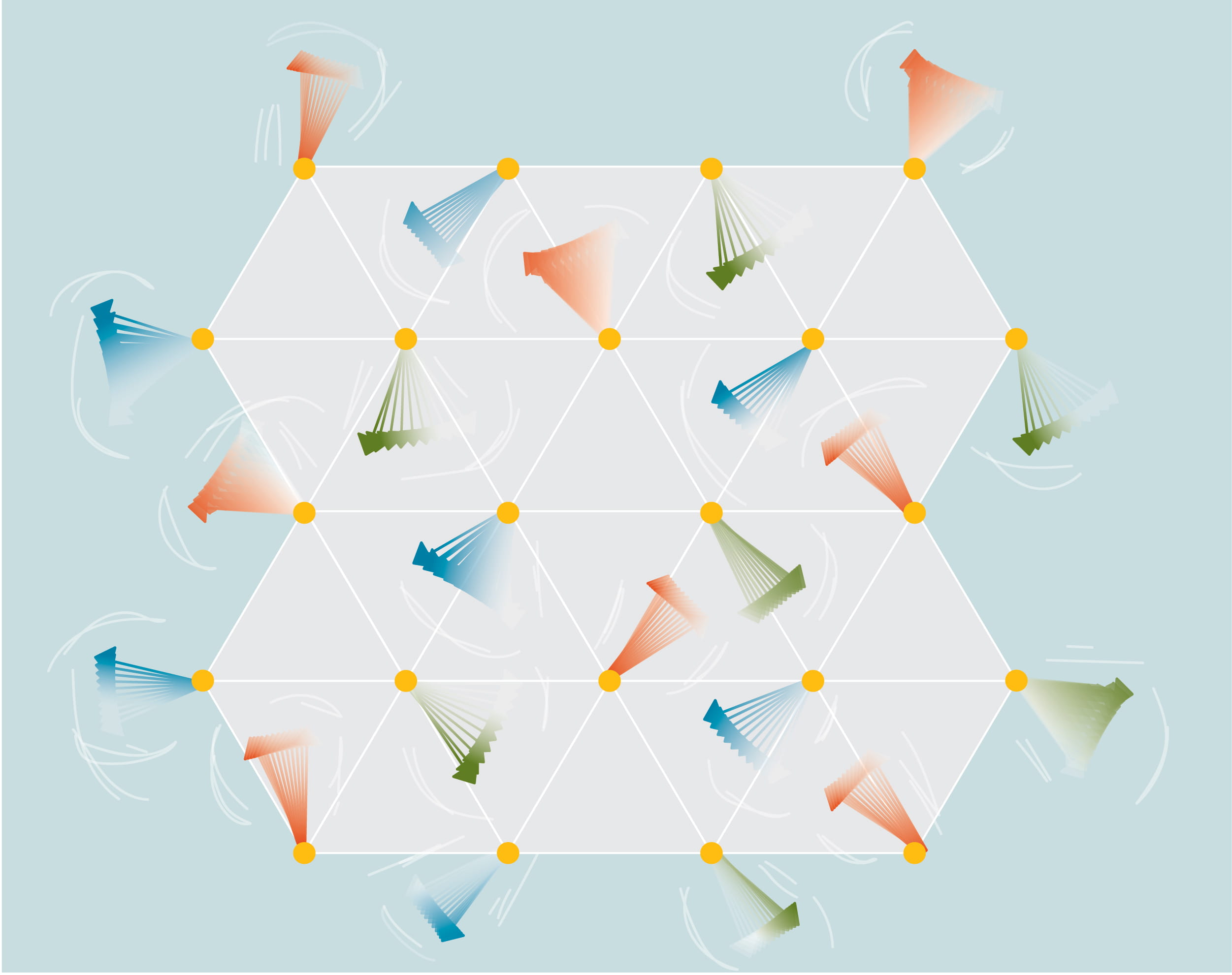 Particles emitting color from a crystalline object.